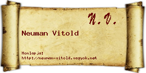 Neuman Vitold névjegykártya